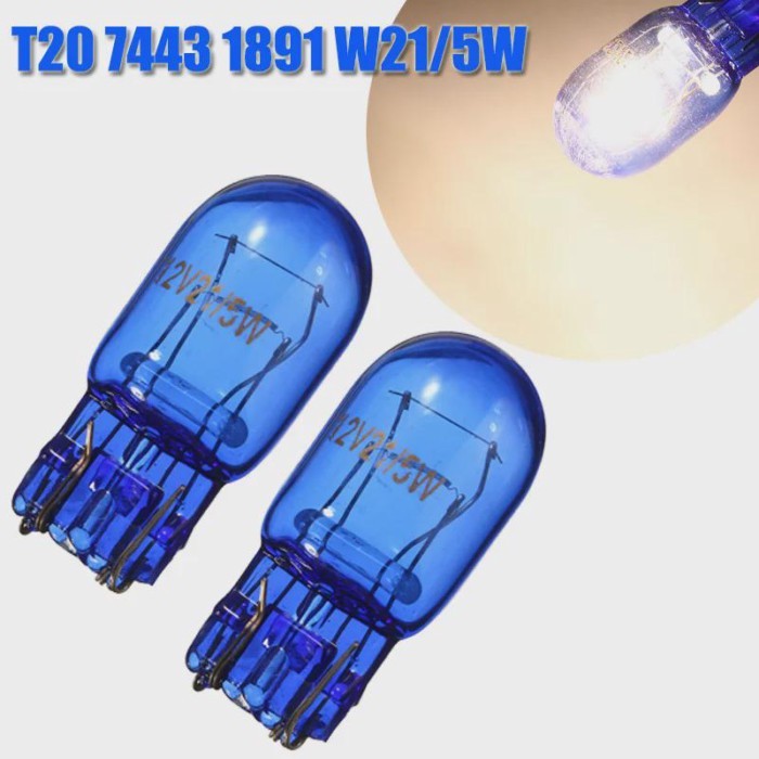 1/2/4Pcs Car Halogen Sight Lamp T20 7443 1891 W21/5W Super White T20 Natural Blue Glass W3x16q Car