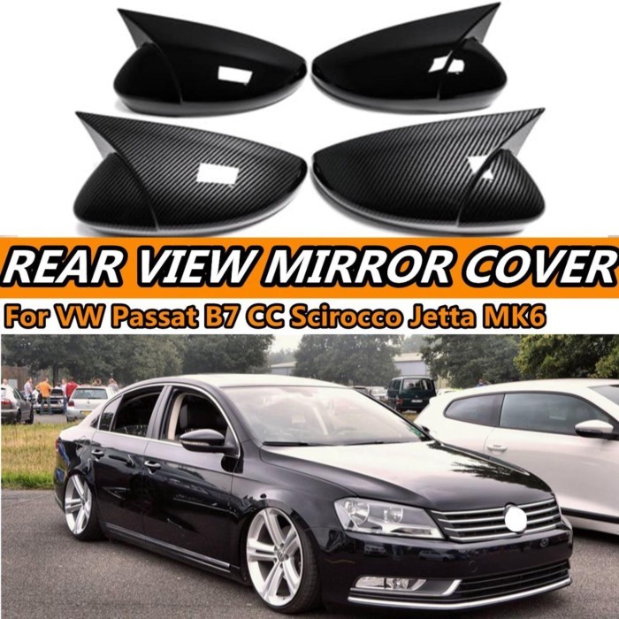 2X Side Wing Mirror Cover Caps For VW JETTA MK6 Volkswagen Passat B7 Scirocco Beetle CC Eos Rearvie