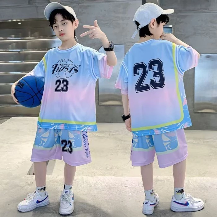 Pinx.th🌼 ชุดบาสเก็ตบอลฤดูร้อนสำหรับเด็กผู้ชายสำหรับเด็กโต,เสื้อผ้าฤดูร้อนสำหรับเด็กผู้ชายแขนสั้น,ส