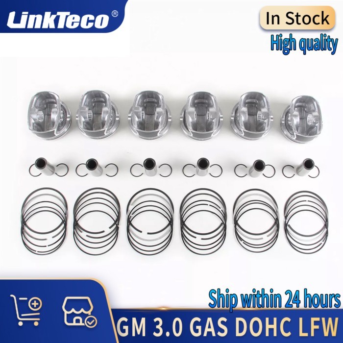 6PCS STD 0.25 0.5 Engine Parts Piston & Rings Kit 3.0 L LFW GAS V6 For GM BUICK LACROSSE CADILLAC C