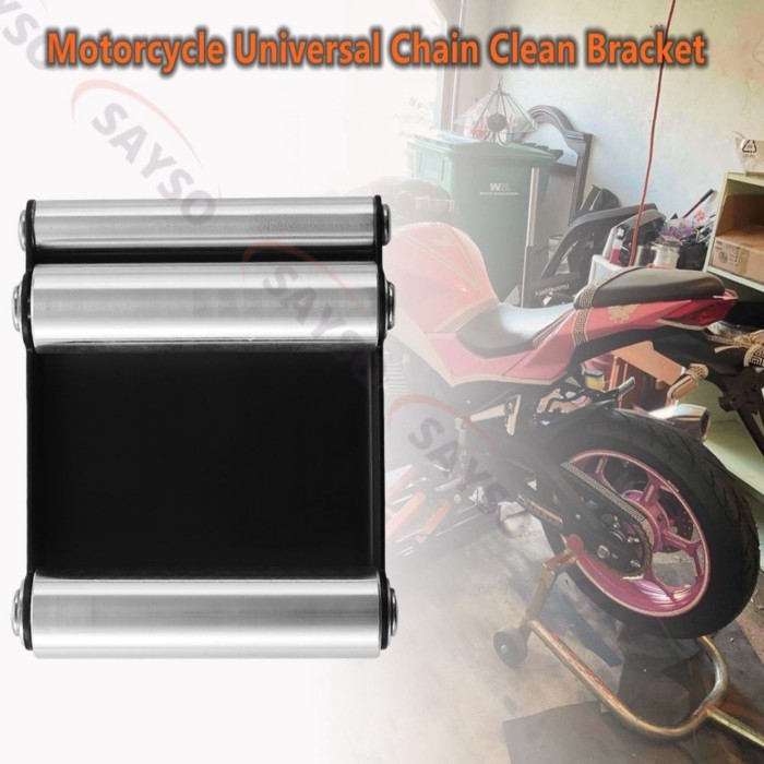Black Motorcycle Universal Chain Clean Roller Ramp Lift Tire Cleaning Stand Tire Wash Bracket Porta