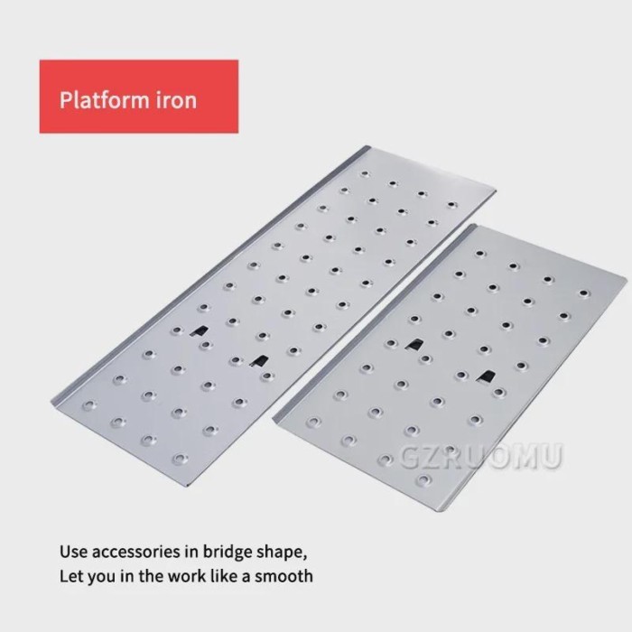 3.7M Folding Work Platform Aluminum Drywall Stool Ladder Heavy Duty Work Bench W/ Non-Slip Feet for