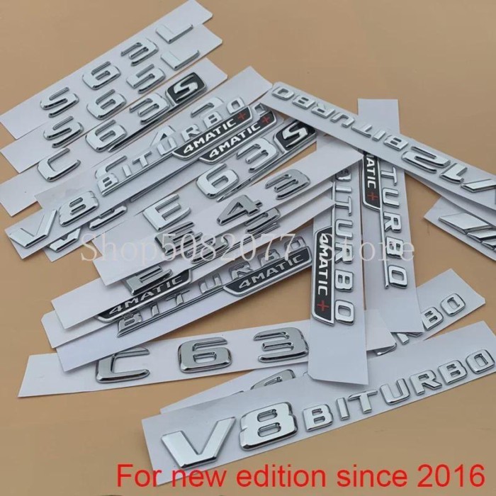 Chrome Letter Number ABS Car Emblem for C43 C63 C63S E43 E53 E63S S65L V12 V8 BITURBO 4MATIC+ Car T