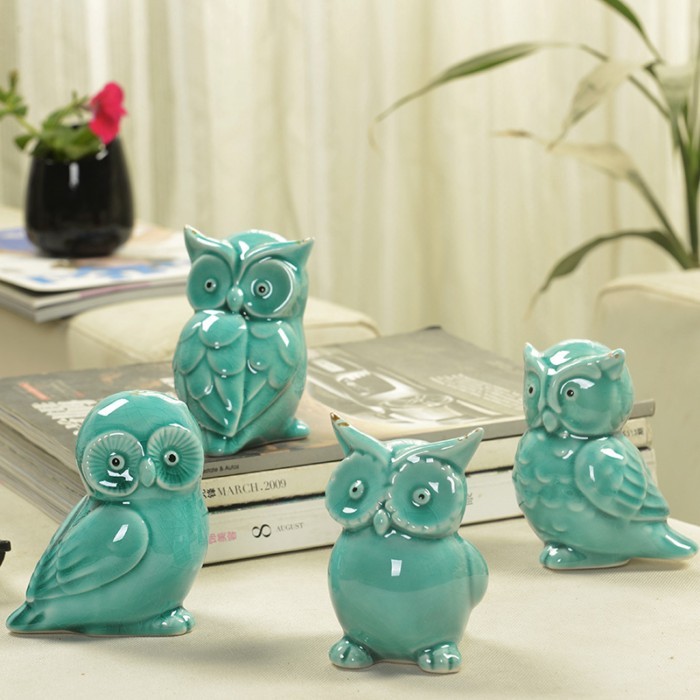 Ceramic handicrafts modern owls statue living room animal ornaments owl crafts toy home decor  figu
