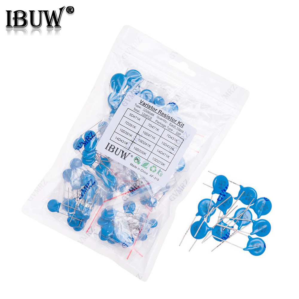 120PCS 12Values Vartor Resistor Kit 5D471K 7D471K ฯลฯ แพ็คเกจ DIP สําหรับโครงการป้องกันไฟกระชาก