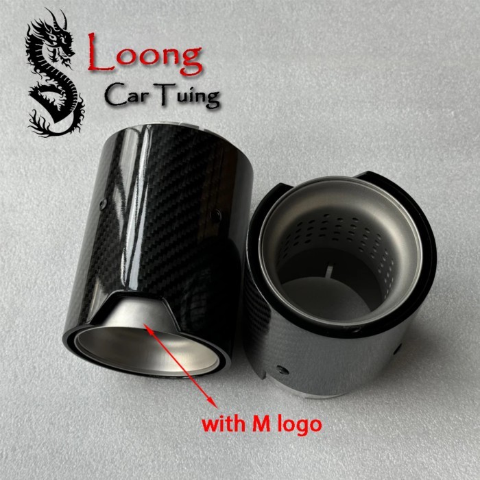 1Piece M Performance Logo Glossy Silver M2 M3 M4 M5 Carbon Exhaust Tips For BMW F87 F80 F82 F83 F90