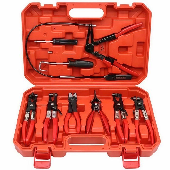 9pcs Hose Clamp Pliers, Long Reach Hose Clamp Tool Remover forWater Hose and Automotive Coolant Rad
