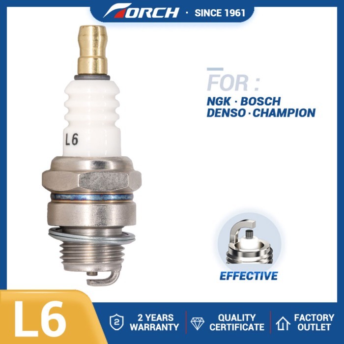 Torch L6 Standard Spark Plug Replaces BM6A /M7/L7T/CJ8  255 Fit for 2-Stroke Chain Saw Field Mower