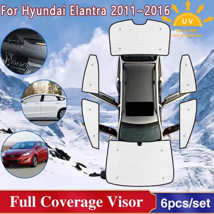 For Hyundai Elantra Accessories Avante i35 Elantra MD UD Mk5 2011~2016 Full Windshield Sunshades Si