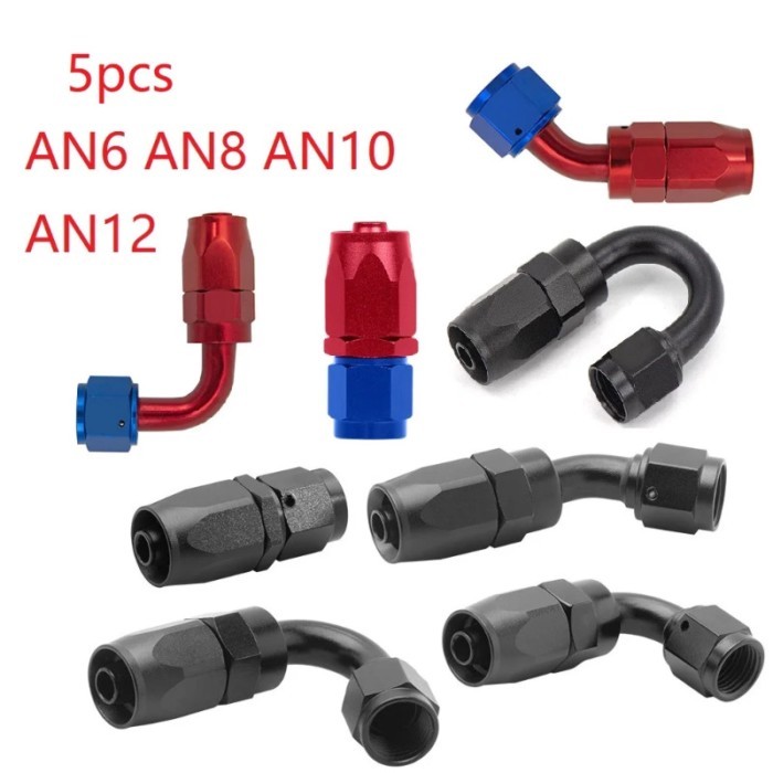 5PCS AN6 AN8 AN10 AN12 Straight 45 90 120 180 Degree Oil Fuel Swivel Hose End Fitting Oil Hose End