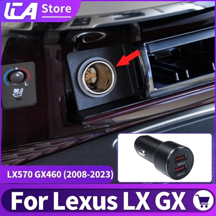 QC3.0 USB Car Charger 2 Ports For Lexus LX570 GX460 2008-2022 2021 2020 LX 570 GX 460 Interior Ciga