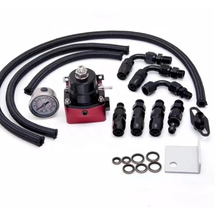 HaoFa  Aluminum EFI Fuel Pressure Regulator Kit Adjustable with 100 Psi Pressure AN6-6AN Fuel Line