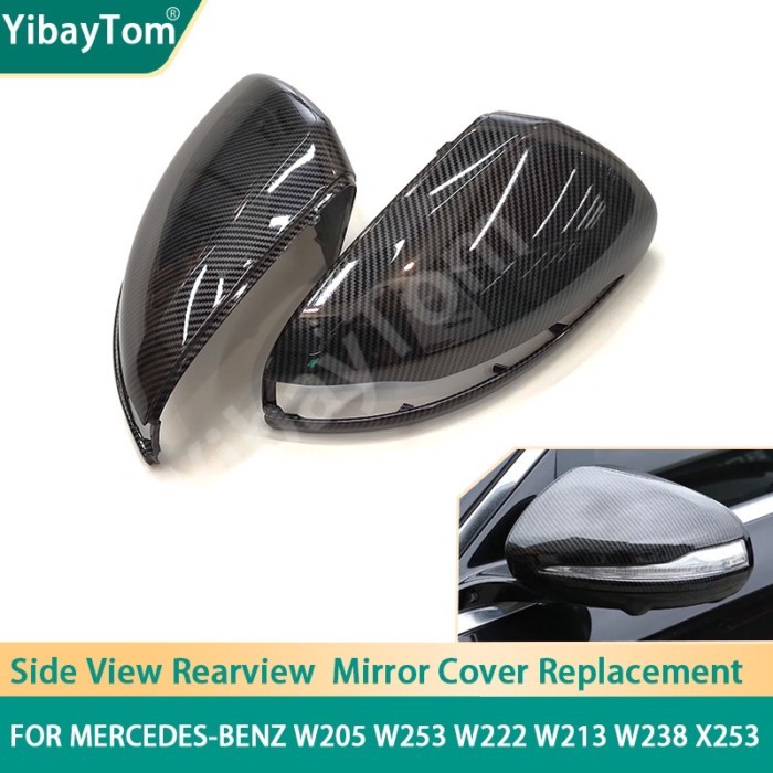 Carbon Fiber Pattern Side Mirror Cover Cap Replacement For Mercedes-Benz C S E GLC W205 W253 W222 W