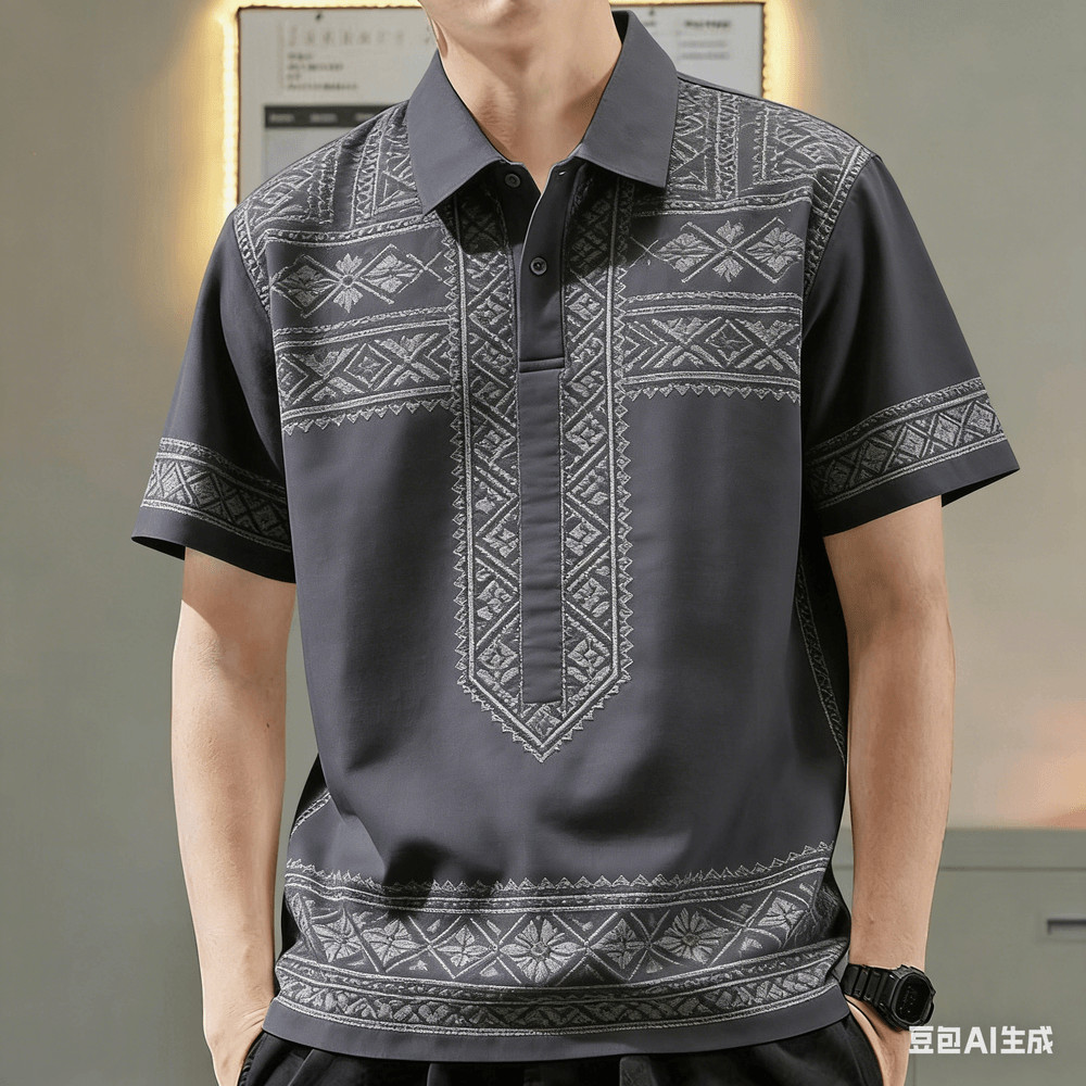 เสื้อโปโลผู้ชายสําหรับผู้ชายเสื้อผ้า Barong เสื้อผ้าสไตล์วินเทจเสื้อลําลองแขนสั้นเสื้อโปโลกลางแจ้ง S