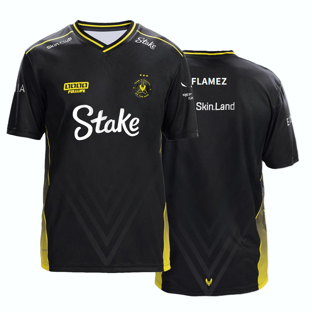 LEC 2026 Team Vitality Jersey เสื้อยืดคอวีสำหรับผู้ชาย สไตล์ esports