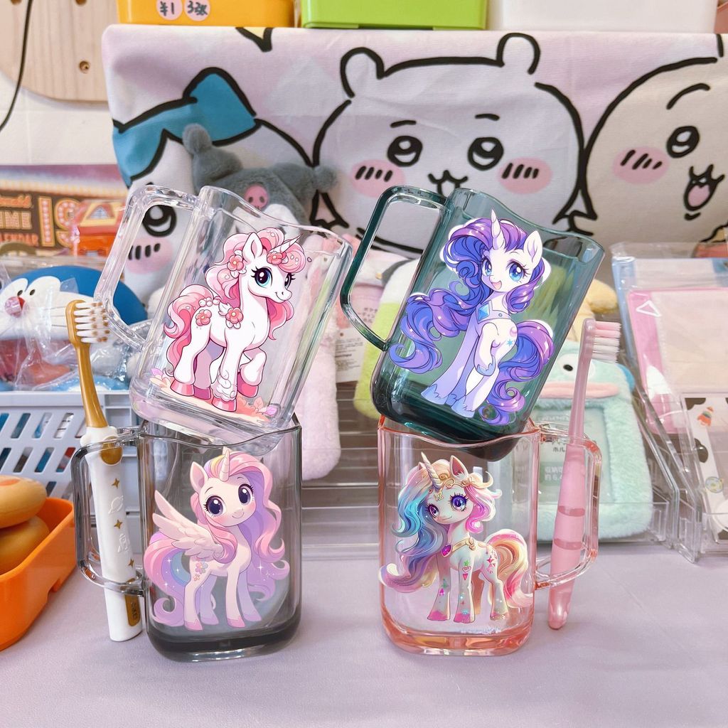 พร้อมสต็อก ถ้วยแปรงสีฟันลายการ์ตูน My Little Pony สําหรับคู่รักเหมาะสําหรับใช้ในบ้านและเด็กทําจากพลาสติก