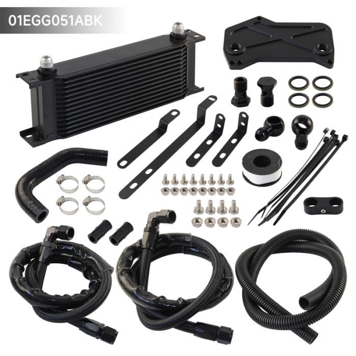 14 Row AN8 Oil Cooler Kit For VW Audi VAG Golf GTI /R MK7 DQ381 DQ380 DQ500 7DSG 2.0 TSI Engine Alu