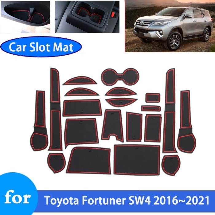 Rubber Mat Door Groove Cup for Toyota Fortuner SW4 AN150 AN160 2016~2021 Anti-slip Cushion Gate Slo