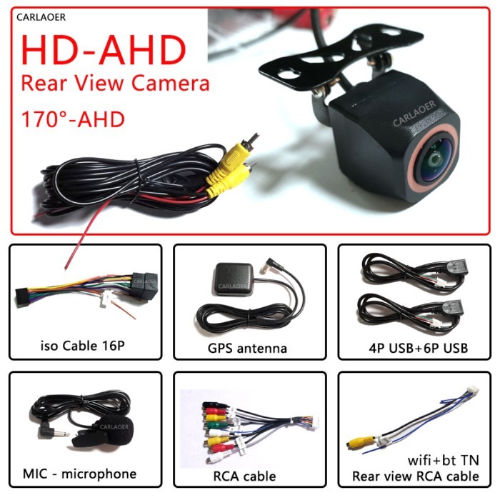 Car Rear View Camera 170° Full HD AHD Night Vision RCA USB ISO GPS Cable line MIC