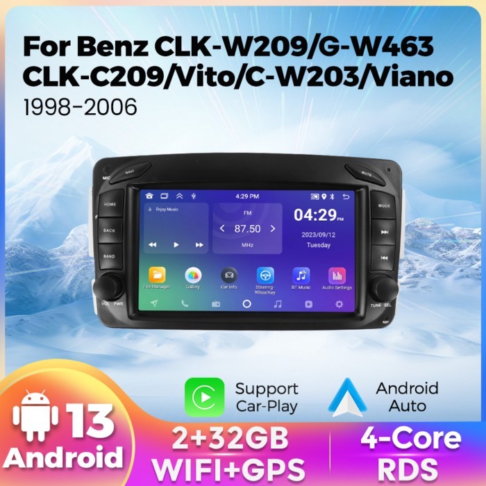Wireless CarPlay Android Auto Car Radio For Mercedes Benz CLK W209 W208 W210 W203 W170 W168 W463 Vi