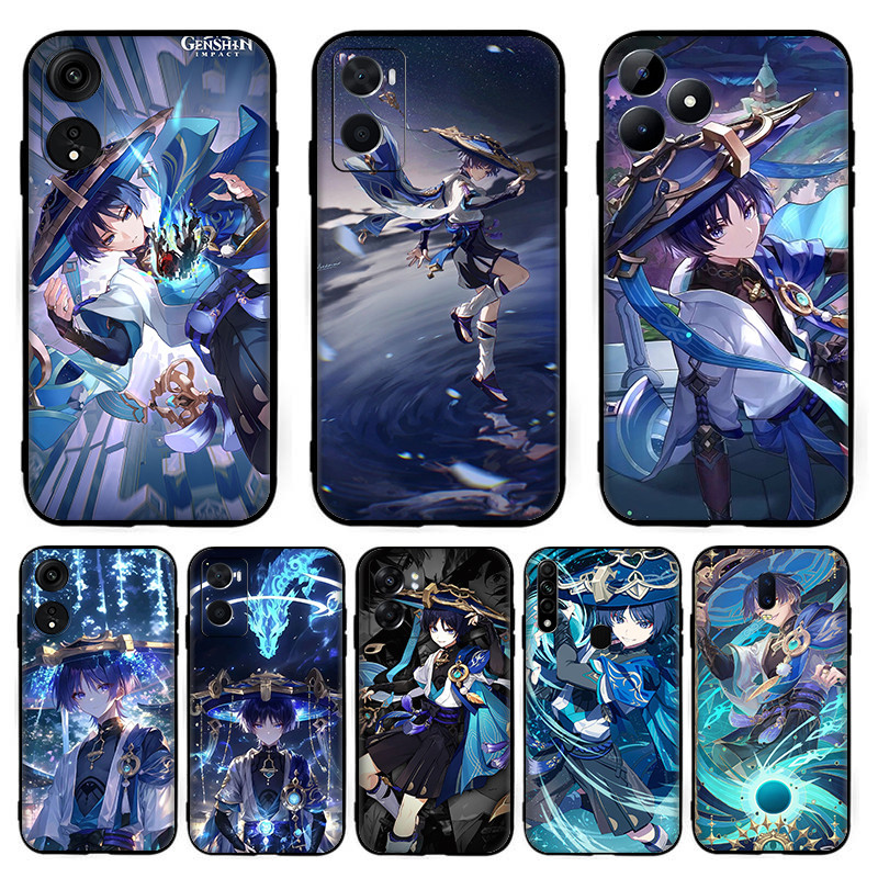 เคสโทรศัพท์TPUซิลิโคนสีดํา CartoonGenshin Impact Scaramouche[T-7] สําหรับOPPO R9 F1 Plus R9S Reno 2Z