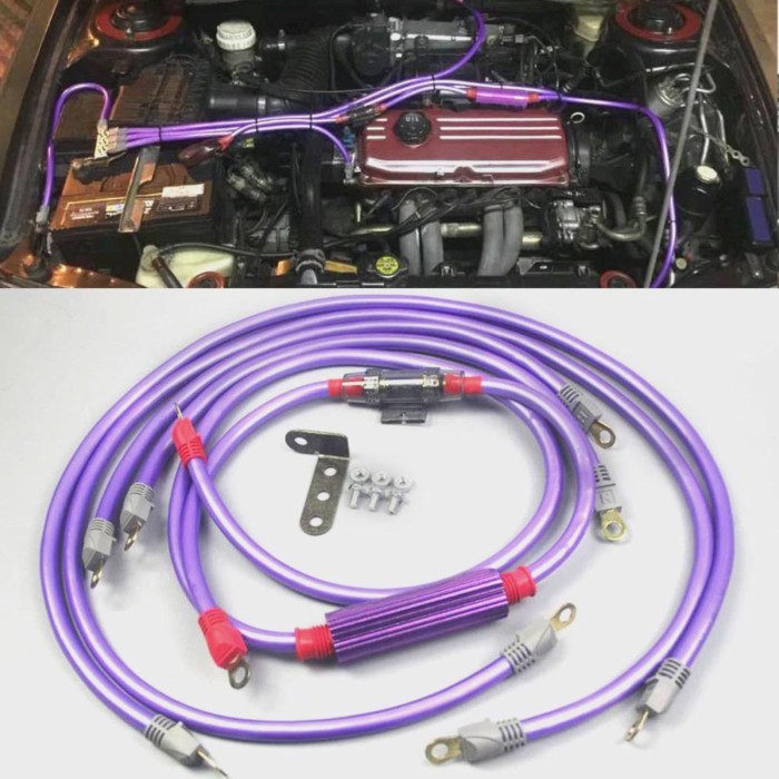 Grounding Cable Voltage stabilizer Purple 15GA Alternator Cable Grounding Nano Set Fuel Saver Pick