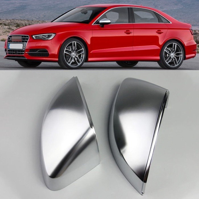 1Pair Matte Chrome Rearview Side Mirror Cover House Shell Cap Lid For Audi A3 S3 8V 2013-2018 / RS3