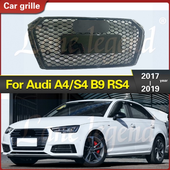 Modified Racing Grills For Audi A4/S4 B9 2017-2019 For RS4 Style Front Radiator Grill Car Accessori