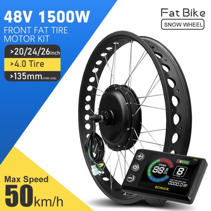 Ebike Fat Tire Conversion Kit 48V 1500W 4.0 tire Front Hub Motor Wheel For Snow Electric Bike Conve