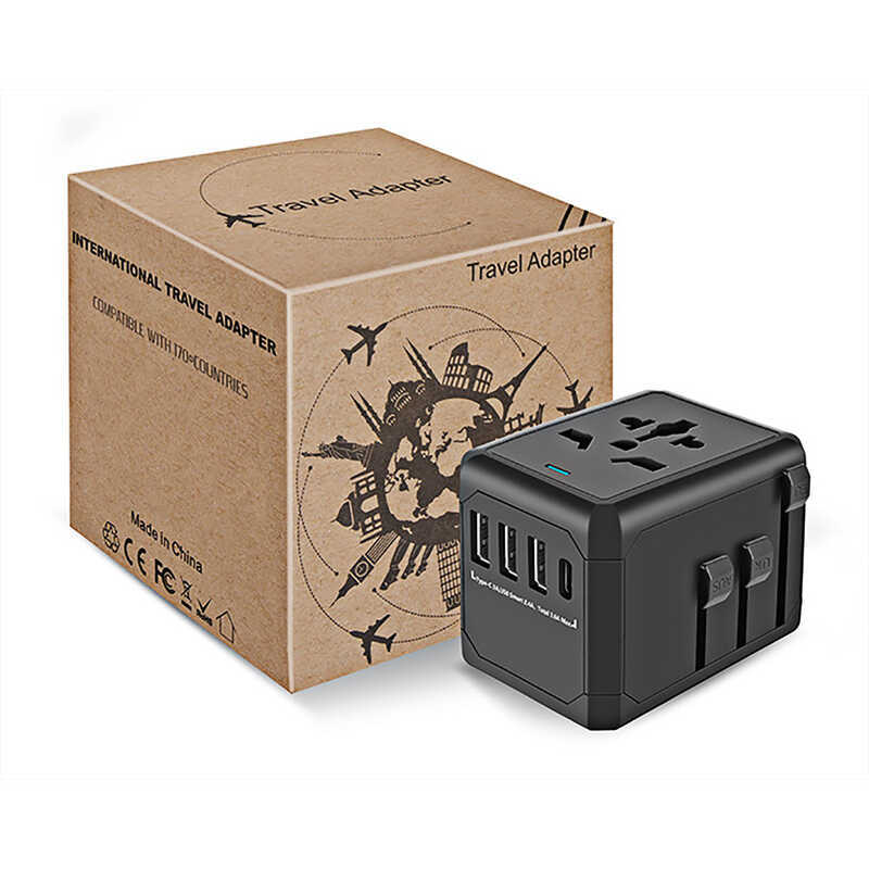 PD20W 3USB + Type C ชาร์จแปลงซ็อกเก็ต Travel Conversion Socket มัลติฟังก์ชั่น Global Conversion Plug