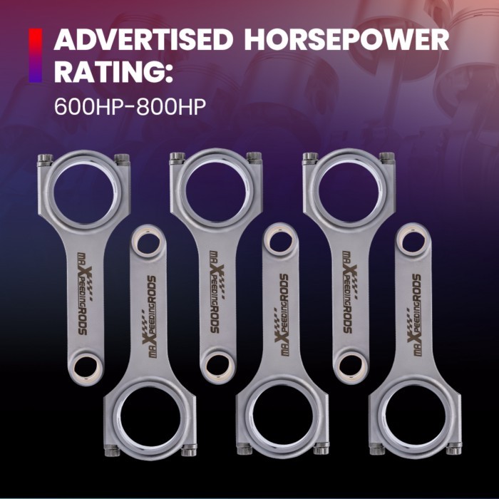 6pcs H Beam Connecting Rods + ARP Bolts for BMW M20 M20B27 325e 2.7L 6cyl 5.118" Conrods Bielas Bie