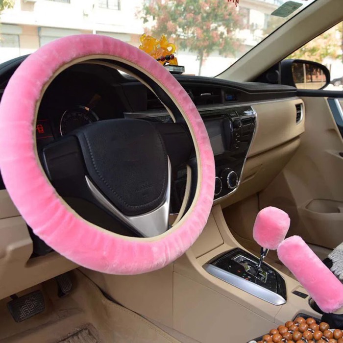 3Pcs Universal Steering Wheel Cover Plush Steering-Wheel Car Steering Wheel Cover Cubre Volante Aut