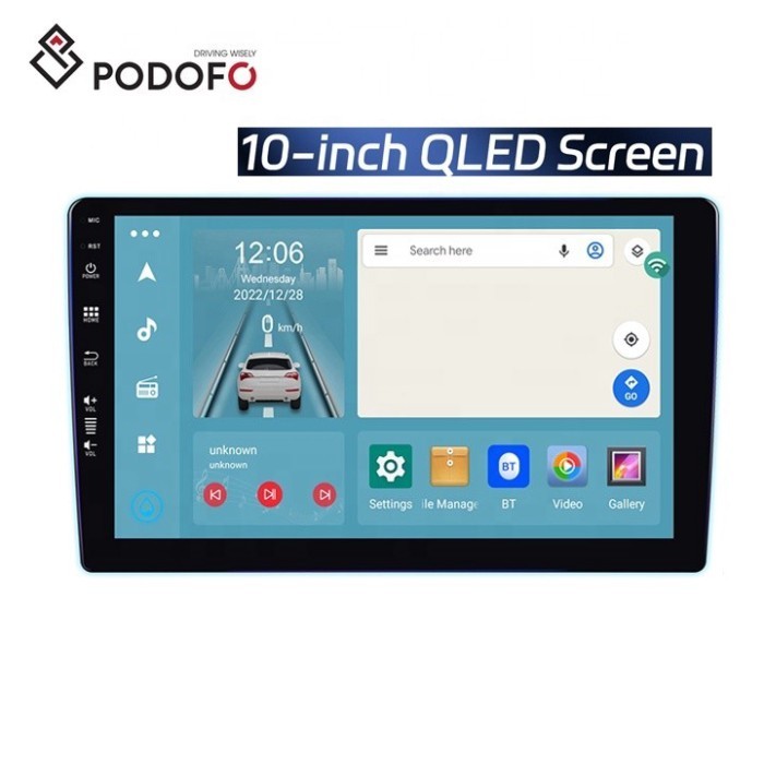 Podofo 8 Core Android 13 Car Stereo 8+128/8+256 10'' QLED Screen Car Radio Carplay Android Auto 4G