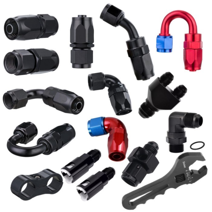 Aluminum Alloy Swivel AN3 AN4 AN6 AN8 AN10 PTFE Hose Line End Fitting 45deg 90deg 120deg 180deg