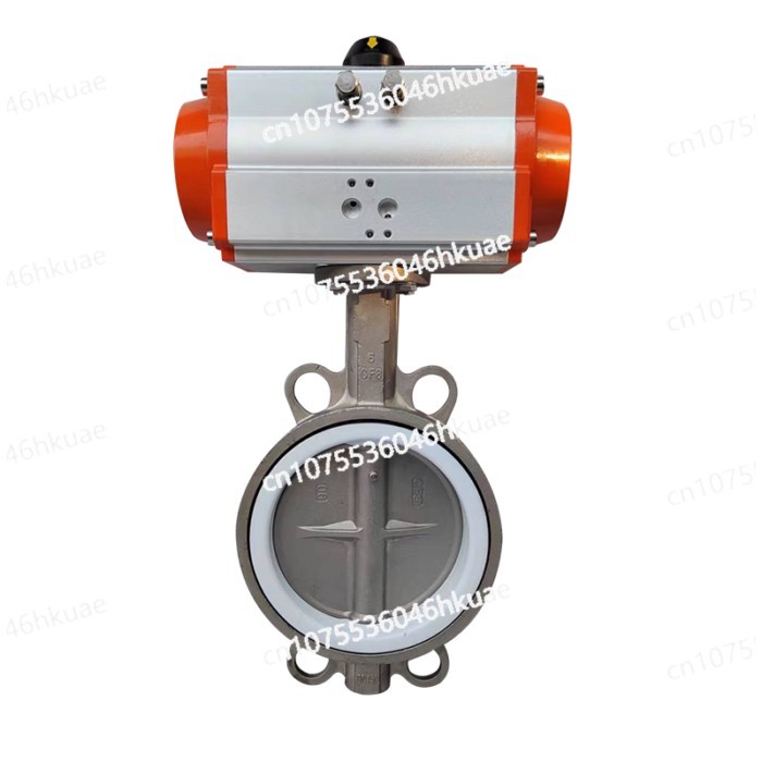 DN150 DN200 D671F-16P Stainless Steel Wafer type Pneumatic PTFE Butterfly Valve