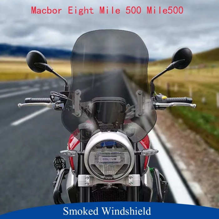 Motorcycle Fit Macbor Eight Mile 500 Windshield Smoked Windscreen Transparent For Macbor Eight Mile