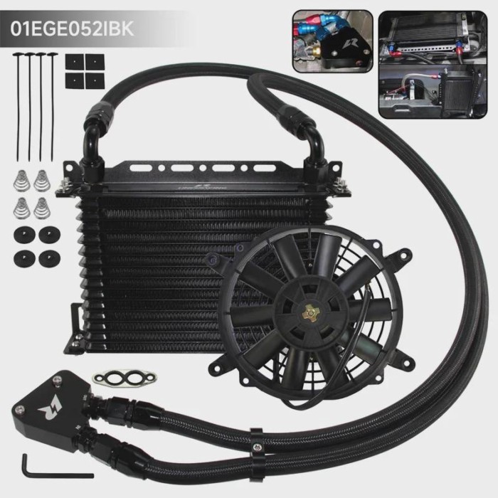 Black Oil Cooler w/ Bracket 7" Electric Fan Kit 10/13/15 Row For Chevrolet Camaro GM LS1 LS2 LS3 LS