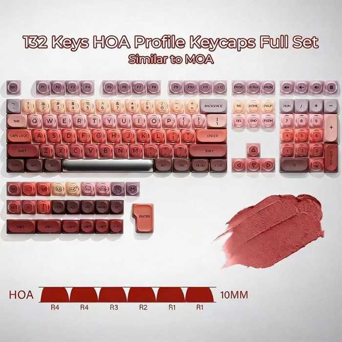 X XVX ลิปสติก Keycap HOA Jelly Fog พื้นผิวโลหะโปร่งแสงฝาครอบคีย์บอร์ดแบบกลไกที่กําหนดเองน่ารักรอบที่