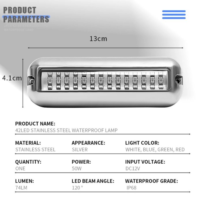Underwater Light Speedboat Boat Lights 42 LED Navigation Lighting Boat Marine Transom Light For RVS