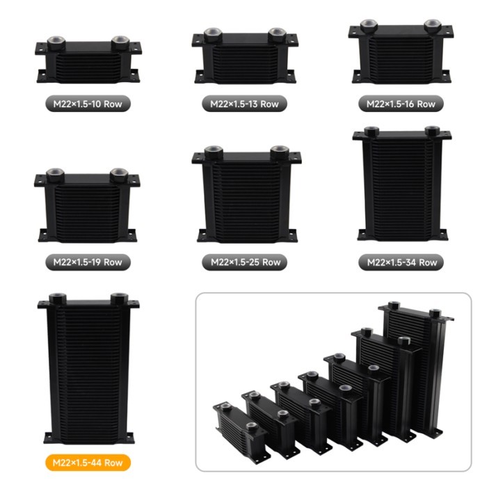 M22*1.5 Female Oil Cooler 10/13/16/19/25/34/44 Row Universal Engine Transmission Aluminum