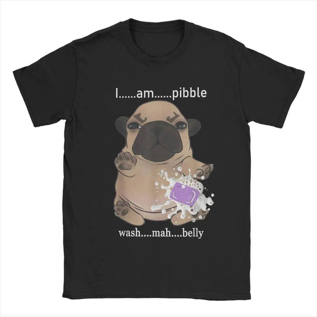 I Am Pibble Wash My Belly Pibble Meme เสื้อยืดผู้ชายตลกสุนัข Brainrot Casual Tees คอลูกเรือเสื้อยืดผ