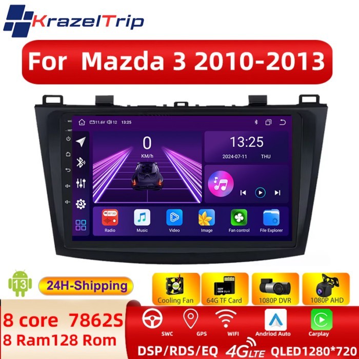 9 Inch 2Din Autoradio 8Core 7862s Car Stereo Radio for Mazda 3 2010 2011 2012 2013 Carplay Android