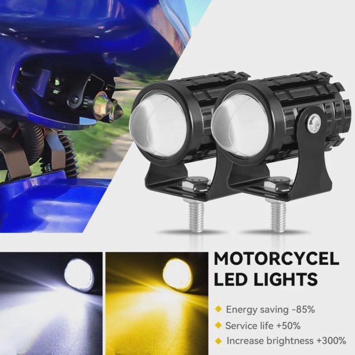 LED Motorcycle Spotlight 1/2PCS Super Bright Motorcycle LED Explorers Headlight Projector Fisheye L