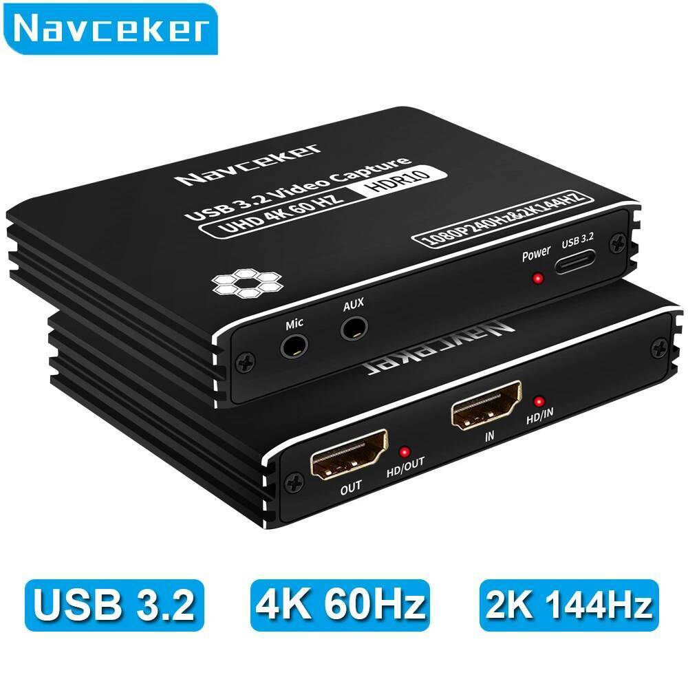 Navceker 4K 60FPS การ์ดจับภาพวิดีโอ HDMI USB C 3.2 Grabber ถ่ายทอดสด 2K 120Fps การบันทึกเกมสําหรับ P