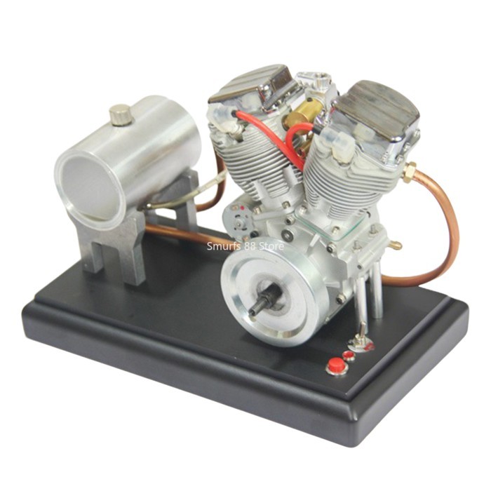CISON Gasoline Engine Model Mini V2 Double Cylinder Metal Gasoline Engine RC Model Can Be Started T