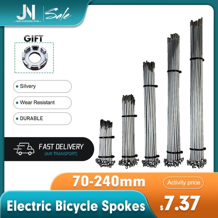 Electric bicycle Spokes and Nuts Silver Steel Diameter 2.56mm Ebike Hub Motor Wheel 12G Mountain ro