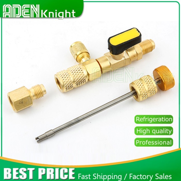 R410A R22 Valve Core Remover Installer Tool with Dual Size 1/4 & 5/16 Port for R404A R407C R134A R1