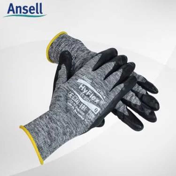 ANSELL/Ansel HyFlex11-801 Palm Black Foam Nitrile Coating ถุงมือป้องกันที่ทนทาน