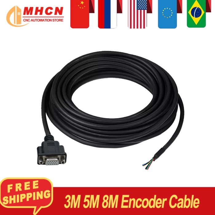 3m 5m 8m Encoder Cable 15 pin for Nema23 Nema34 Close Loop Servo Motor Hybrid Servo Driver Extensio