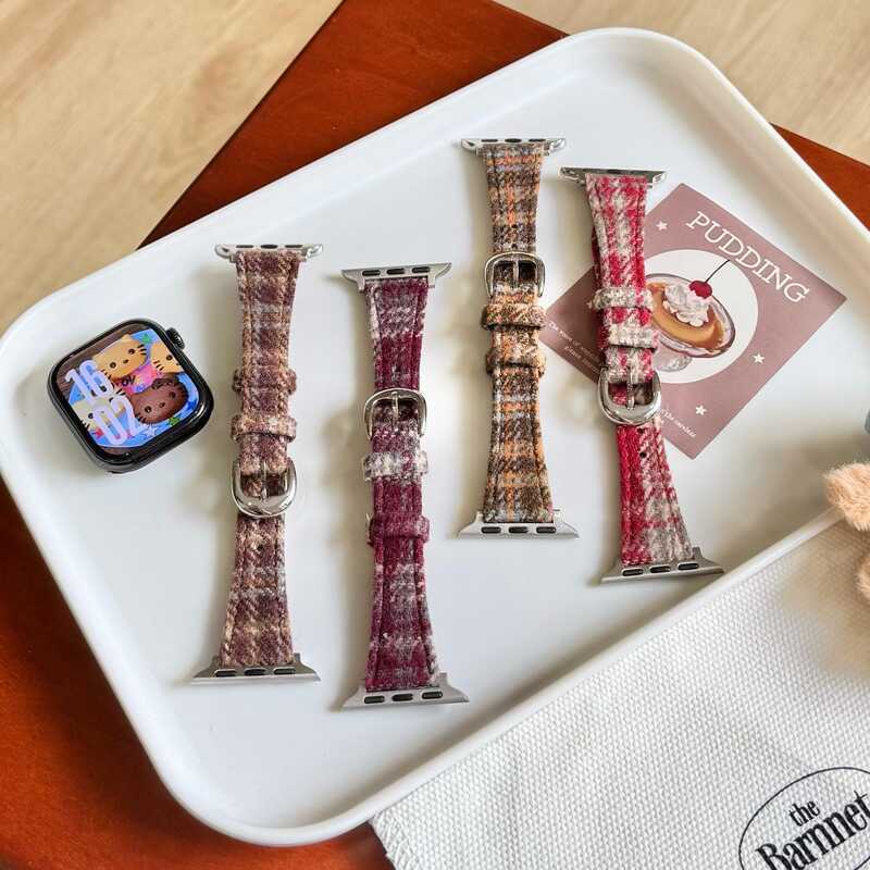 สายตรวจทําด้วยผ้าขนสัตว์ขนาดเล็กเหมาะสําหรับสาย Apple Watch iwatch10/987654321SE Strap